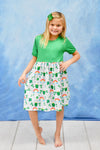 St. Patrick's Day Polka Dot Short Sleeve Milk Silk Dress - Great Lakes Kids Apparel LLC