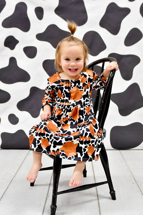 Moo Long Sleeve Milk Silk Dress - Great Lakes Kids Apparel LLC