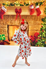 Poinsettia Long Sleeve Milk Silk Dress - Great Lakes Kids Apparel LLC