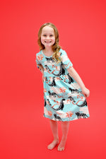 Rawrsome Short Sleeve Milk Silk Dress - Great Lakes Kids Apparel LLC