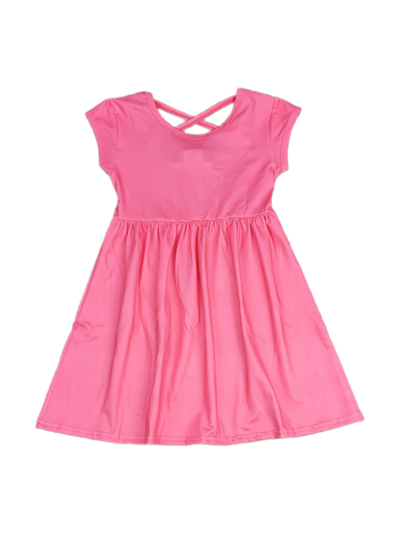 Pink Solid Cross Back Milk Silk Dress - Great Lakes Kids Apparel LLC