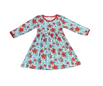 Poinsettia Long Sleeve Milk Silk Dress - Great Lakes Kids Apparel LLC