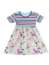 Unicorn At Heart Short Sleeve Milk Silk Dress - Great Lakes Kids Apparel LLC