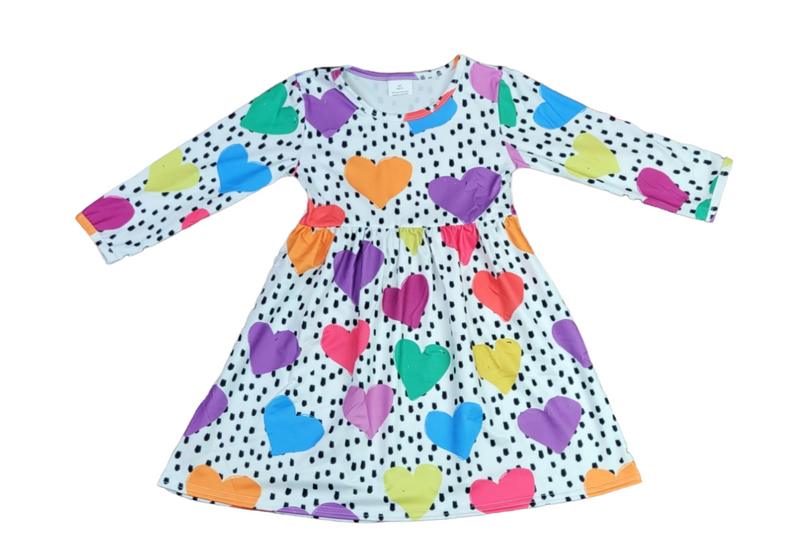 Love You To Pieces Long Sleeve Milk Silk Dress - Great Lakes Kids Apparel LLC