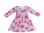 Cheetah Heart Lollipop Long Sleeve Milk Silk Dress - Great Lakes Kids Apparel LLC