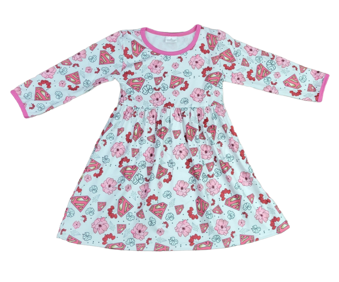 Super Valentine Long Sleeve Milk Silk Dress 12-18 Month