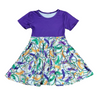 Mardi Gras Short Sleeve Twirl Milk Silk Dress - Great Lakes Kids Apparel LLC
