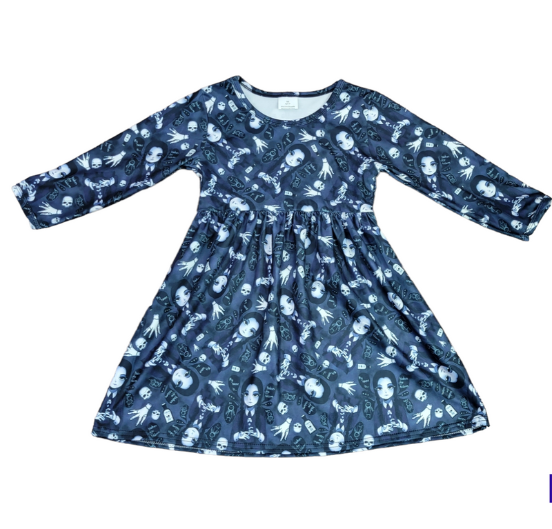 Wednesday Long Sleeve Milk Silk Dress - Great Lakes Kids Apparel LLC