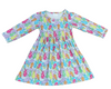 Polka Dot Bunnies Long Sleeve Milk Silk Dress - Great Lakes Kids Apparel LLC