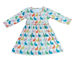 Pale Bunnies Long Sleeve Milk Silk Dress - Great Lakes Kids Apparel LLC