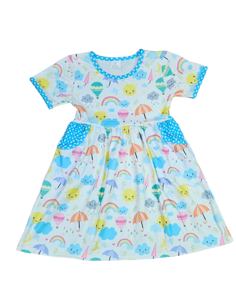 Spring Friends Short Sleeve Pocket Milk Silk Dress - Great Lakes Kids Apparel LLC