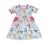 Pink Spring Animals Short Sleeve Pocket Milk Silk Dress - Great Lakes Kids Apparel LLC