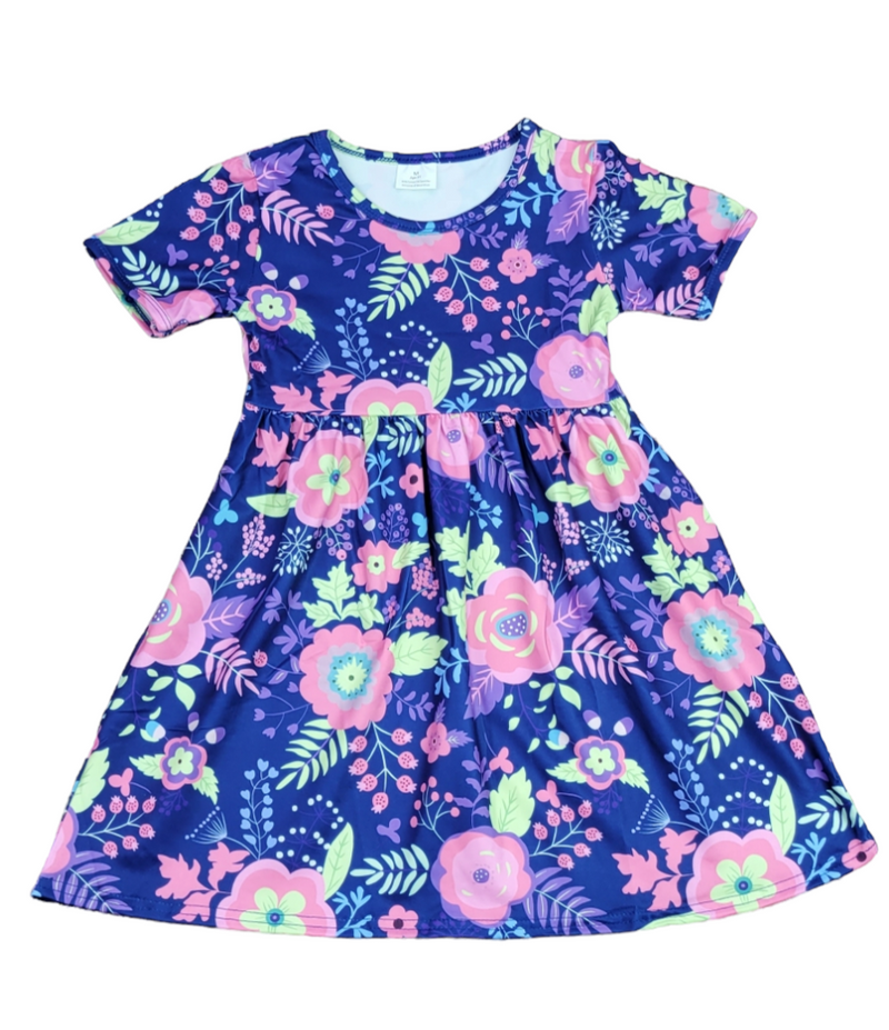 Where Flowers Bloom Short Sleeve Milk Silk Dress - Great Lakes Kids Apparel LLC
