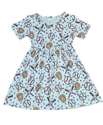 Take Me Out To The Ball Game Short Sleeve Milk Silk Dress - Great Lakes Kids Apparel LLC