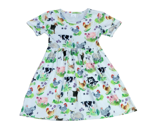 White Farm Short Sleeve Milk Silk Dress - Great Lakes Kids Apparel LLC