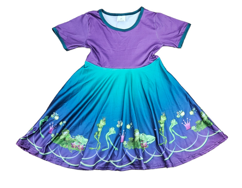 Frog Princess Short Sleeve Milk Silk Twirl Dress - Great Lakes Kids Apparel LLC