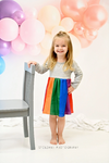 Grey Long Sleeve Rainbow Milk Silk Dress - Great Lakes Kids Apparel LLC